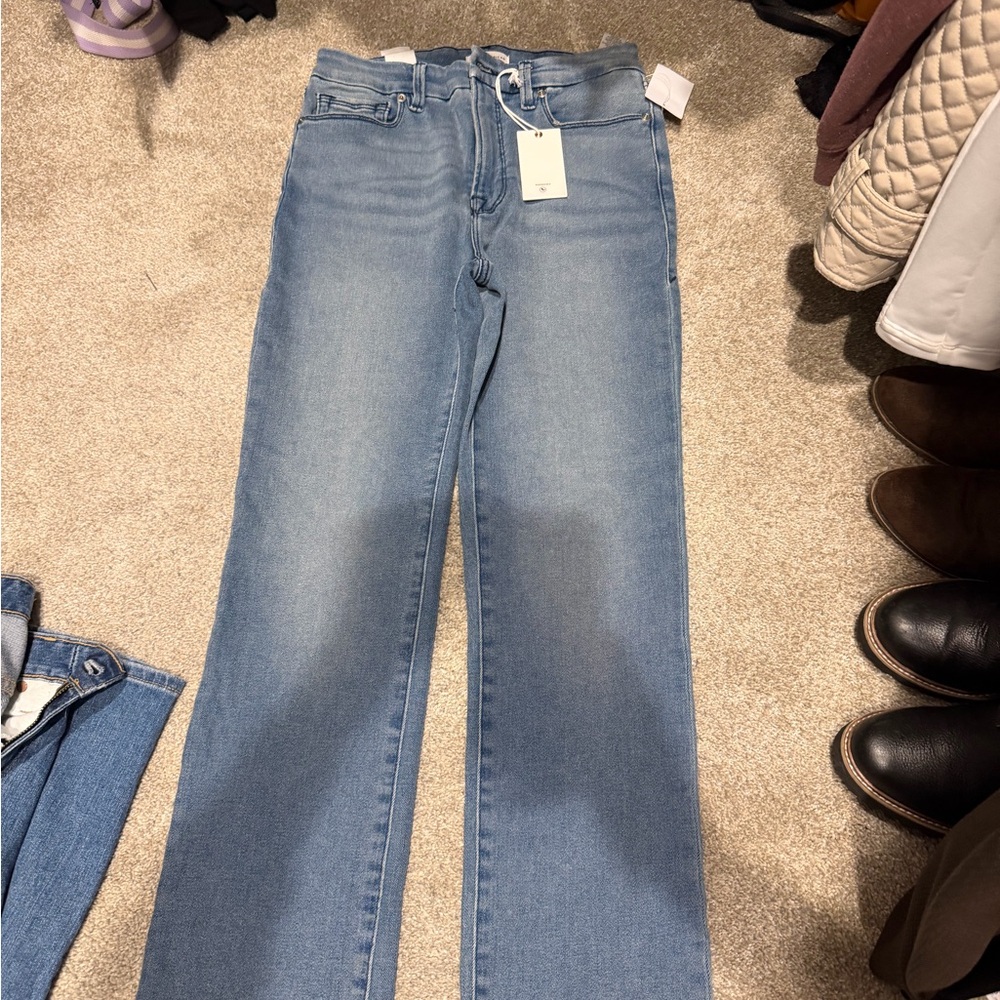 Good American Light Blue Wide-Leg Jeans